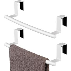 KES Over Cabinet Door Towel Bar Fit 1" Thick, Kitchen Towel Holder, Kitchen Towel Rack, Cabinet Towel Holder Scratchproof, White 2 Pack, KTH500S26-WH-P2