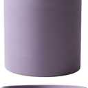 Straight Cylinder Nordic-Style Ceramic Planter with Tray for Potted Green Plants 3.6+4.9+5.9 inch. (Purple)