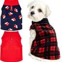 3 Pieces Christmas Small Medium Dog Sweater Pet Clothes with Leash Ring Soft Fleece Pullover Puppy Warm Sweaters Santa Hat Pattern Vest Xmas Red Plaid Winter Clothes for Cats (Small)