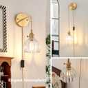 Vintage Wall Sconce Wall Lamp with Clear Tulip Glass Shade Hanging Wall Sconce with 4.9FT Plug in Cord, Modern Wall Lamp Fixtures Decor for Bedside Bedroom Indoor Doorway