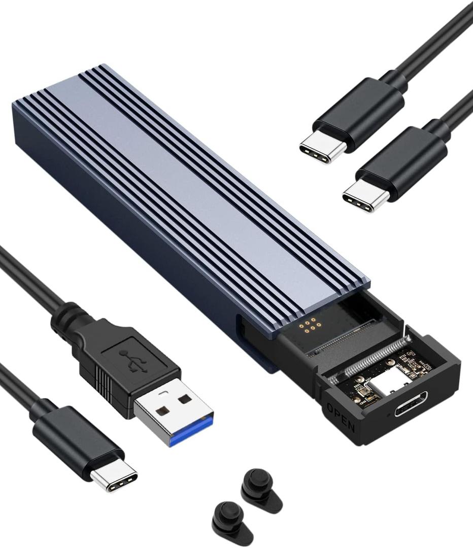 V VCOM M.2 NVMe SSD Enclosure, USB C External Adapter, USB 3.2 Gen2 (10Gbps) with UASP, Trim Support - M-Key(B+M Key) for 2230/ 2242/ 2260/ 2280 SSDs