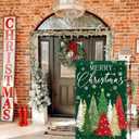 Merry Christmas Garden Flag Red Green Xmas Trees Snowflakes Patterns Yard Flag 12x18 Inch Garden Decorative Sign with Double-Sided Printing for Home Outside Yard Welcome Sign