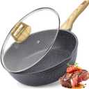GiPP Nonstick Deep Frying Pan - 11 Inch Saute Pan with Lid Granite Induction Cookware, 4.5Qt Non Stick Woking Pan Skillet, PFOA PFOS APEO Free, Grey 