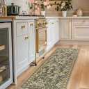 Jinchan 2x6 Runner Rug Floral Vintage Washable Area Rug, Green