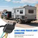 4 Pin 5 Wire Trailer Wiring Harness, 26FT Trailer Wiring Harness Kit, Boat Trailer Wiring Harness, 5 Wire 4 Pin Flat Trailer Connector, for Connection of Tail Lights, Brake Lights and Turn Signals