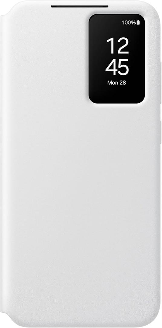 Samsung Galaxy S24 FE Wallet Phone Case, Protective Cover with Smart Small Screen View, Finger Tap Control, Slim Design, Card Holder Pocket, US Version, White