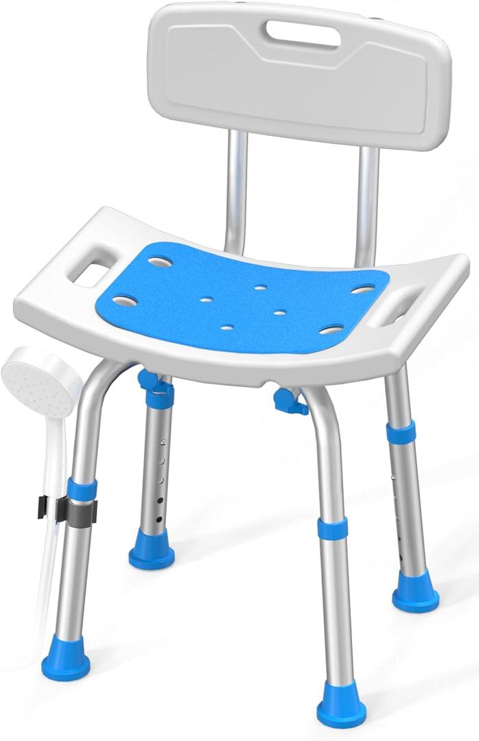 Shower Chair for Inside Shower with Removable Back, FSA/HSA Eligible 400 lbs Heavy Duty Bath Seat for Bathtub, Safety Bath Stool for Seniors and Disabled (White)