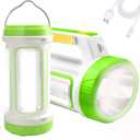 SUYOOULIN Solar Rechargeable LED Flashlight Lantern, Super Bright 10000LM Handheld LED Spotlight Searchlight, Multifunction Camping Lantern Work Light, 5 Light Modes, Waterproof for Emergency, Home (Green)