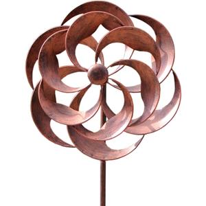 360 Degrees Metal Swivel Classical Wind Spinner Willow Leaves for Patio Lawn Outdoor Yard Lawn Garden (Brown 63x13inch)