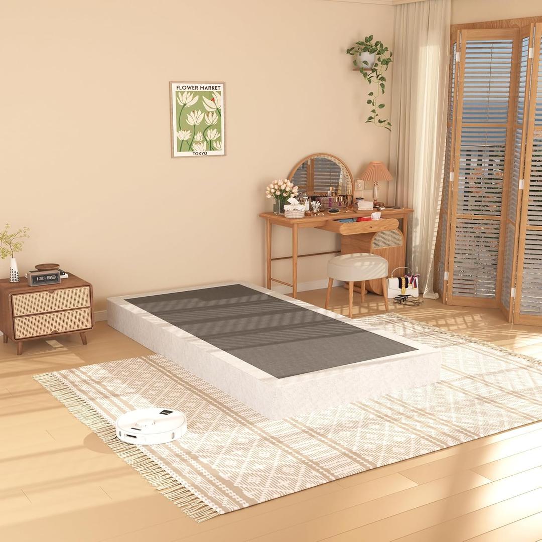 7 Inch Box Spring for Twin Bed Bases - Heavy Duty Metal Mattress Foundation with Fabric Cover,Low Profile Twin Box Spring Only,Noise Free,Easy Assembly