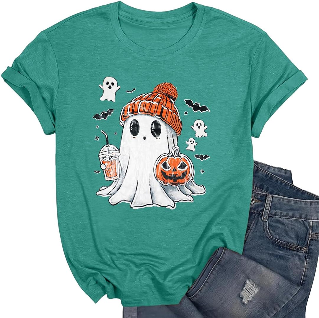 Women's Floral T-Shirts Graphic Loose Tees Sunflower Graphic Summer Short Sleeve Boho Casual Tops (Green, M)