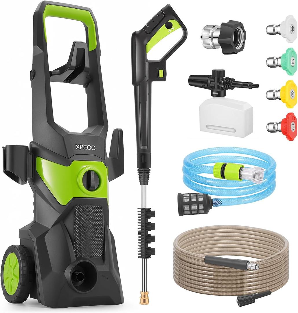 Electric Pressure Washer 2200 PSI 1.6 GPM Power Washer with 4 Different Pressure Tips, 33FT Hose, 36FT Power Cord,High Pressure Cleaning Machine with Foam Cannon for Cars/Fences/Driveways/Patios