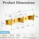 Gold Brushed Wall Mounted Coat Hook Rack - 3 Modern Heavy Duty Hooks for Bathroom, Kitchen, Entryway - Premium Coat, Towel, Robe Hanger