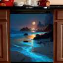 Dishwasher Magnet Cover Fantasy Seaside Scenery Dishwasher Cover Magnet Decor, Dishwasher Refrigerator Protection Cover, Kitchen Art Magnetic Sticker 23x25.5 inches