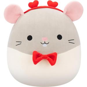 Squishmallows Original 14in Rusty The Grey Rat with Heart Headband and Bowtie  Official Jazwares Plush (Large)