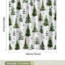 Lindameler Christmas Pine Tree Shower Curtain Greenery Christmas Tree Bathroom Curtain Winter Forest Snowflake Holiday Farmhouse Bathroom Decor for Bathtub Curtain with Hooks (Green, 72x72 inch)