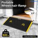 Ruedamann Aluminum Threshold Ramp, 16" x 32" Portable Wheelchair Ramp | Double Anti-Slip Protection | Built-in Carry Handle | Ready to Use | Floor Protection