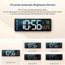 Digital Wall Clock Large Display, 16.2 Inch , LED Digital Clock with Remote Control for Living Room Decor, Automatic Brightness Dimmer with Date Week Temperature (Orange)