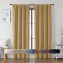 Simplebrand Ava Gold Blackout Curtains for Bedroom 84 Inch Length 2 Panels Set, Solid Thermal Insulated Privacy Living Room Window Treatment Curtains Blackout Drapes, W40 x L84 Inch, Gold