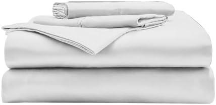 Made Extra Luxe Soft Cooling Bed Sheet Set, 5-Piece Silver-Infused Cotton Fabric – Lightweight, Hypoallergenic Bedding for Hot Sleepers, Split King Size, White