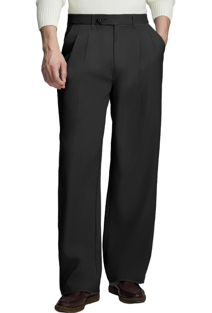 Susclude Mens Casual Dress Pants Old Money Pleated Baggy Wide Leg Vintage Relaxed Fit Slacks Work Office Trousers L Susclude Mens Casual Dress Pants Old Money Pleated Baggy Wide Leg Vintage Relaxed Fit Slacks Work Office Trousers L