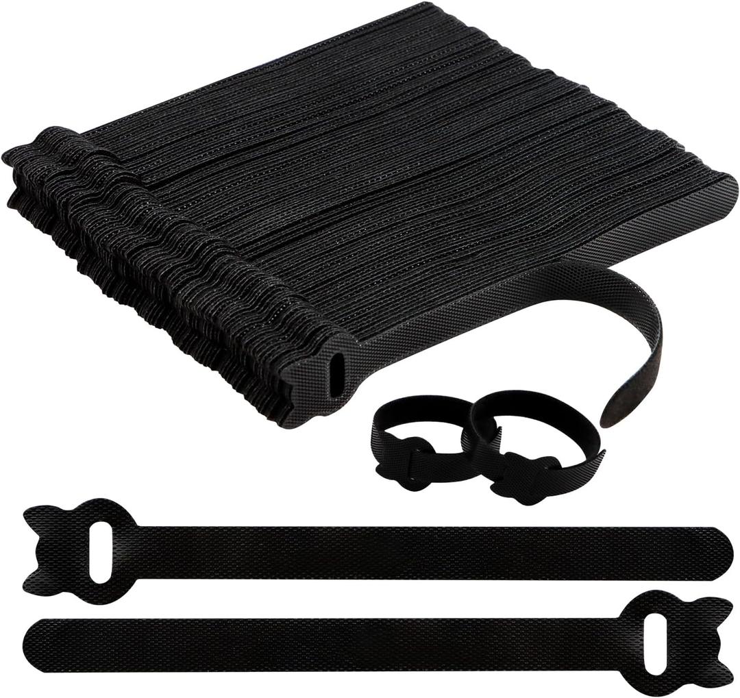 3 x 100PCS Reusable Cable Ties, 8 Inches Adjustable Cord Straps, Wire Organizer, Cord Wrap Hook Loop Cable Management, Multi Purpose Cable Management Ties for Home, Office & Data Centers Black