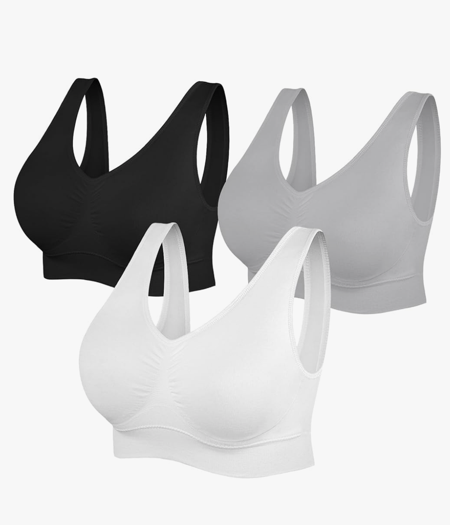 Womens Sports Bras, Yoga Comfort Seamless Stretchy Sports Bra for Women 3 Pack, XL