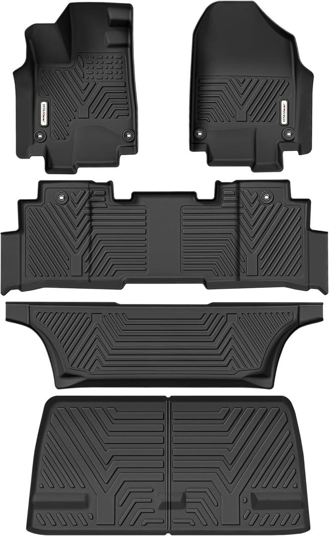 YITAMOTOR Floor Liner and Cargo Mats for Honda Odyssey 2018-2026 Mini Passenger Van, TPE-LITE All Weather Protection Floor Liners,1st 2nd and 3rd Rows Car Mats and Trunk Liner,Full Set Car Mats, Black
