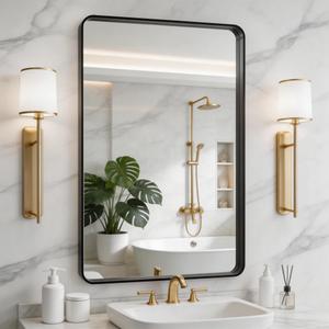 EchosLife 24x36 Black Bathroom Mirror for Wall