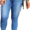Skinny Cargo Pants Women High Waisted Jeans Stretch Fashion Casual with Flaps 6 Pockets (X-Large, Dark Blue)