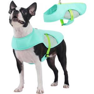 IECOii Reflective Dog Cooling Vest for Hot Weather, Soft Cooling Jacket Summer Dog Cooler Shirt with Leash Ring, Breathable Pet Cool Harness for Outdoor Walking, Hiking, Beach, Turquoise, Size L