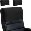 Stretch Office Chair Headrest Cover, Milk Silk Headrest Protector for Office Chairs, Head Rest Covers for High Back Computer Chairs, Furniture, Recliner Chair, 2 Pack, Black