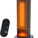 Dumos 24inch Space Heaters for Indoor Use, Portable Heater with 3 Light Colors, Adjustable Thermostat with Remote, Tip-over Protection Up to 95F, 60Oscillation (New Black)