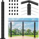 36" Black Corner Post Cable Railing, 90 Degree L-Drilled One-Post Corner Solution for Deck Railing System, Heavy-Duty Stainless Steel T304 Corner Handrail Post for Indoor Outdoor Deck Balcony