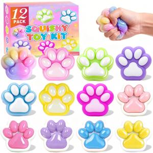 2 x 12Pack Big Cat Paw Squishy Toys ( 2.8Inches )- Large Stress Relief Squeze Taba Fidget Toys Kit, Birthday Office for Girls Boys Kids Adults