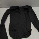 MANGOPOP Henley Bodysuit for Women Button Down Long Sleeve Tops Body Suits Dressy Blouse Casual (Small, 01-black)