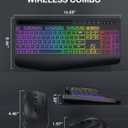 Wireless Keyboard and Mouse Combo - 9 Backlit Effects, RGB, Ergo Wrist Rest, Phone Holder, 2.4G Full Size, Rechargeable, Sleep Mode, KM22 MAX Quiet Set for Computer, PC, Laptop, Mac, Windows- SABLUTE