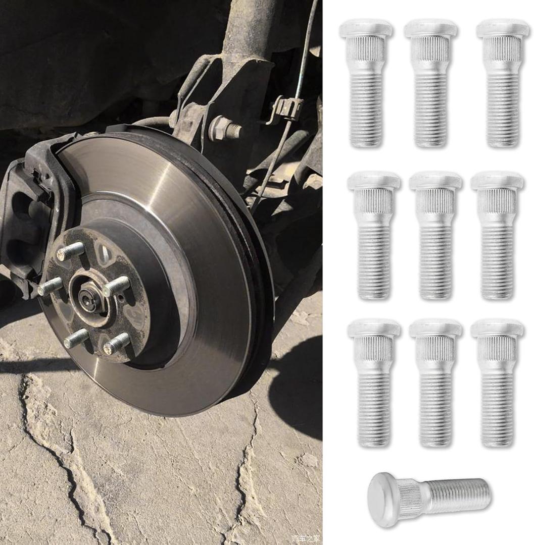 10PCS Wheel Studs, Steel Tire Studs, 49mm Long & M12x1.5 Steel Lug Bolts, Wheel Lug Stud Car Accessories Compatible with Chevy Lexus Toyota Scion Pontiac,Replace #610-266 90942-02049 (10Pcs)