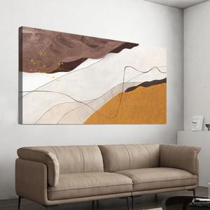 Large Modern Brown Wall Art Decor Canvas Abstract Wall Art Decor 29"x58"