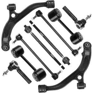 Front Lower Control Arms w/Ball Joints Replacement Suspension Kit for Town & Country/Dodge Caravan/Dodge Grand Caravan 2001-2007, for Voyager 2001-2003 with Sway Bar End Links Tie Rod Ends (10PCS)