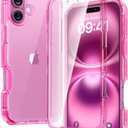 Diaclara Designed for iPhone 16 Plus Case, Full Body Rugged Case with Built-in Touch Sensitive Anti-Scratch Screen Protector, Upgraded [Full Camera Protection] for iPhone 16 Plus 6.7",Clear Pink