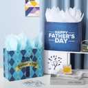 YANGTE 6 Pack 13" Fathers Day Gift Bags with Tissue Paper, Gift Bags Medium, Fathers Day Gift for Men Dad Father Grandpa, Happy Fathers Day Gift for Party Favor Supplies, 12.8"*10.2"*6.3"
