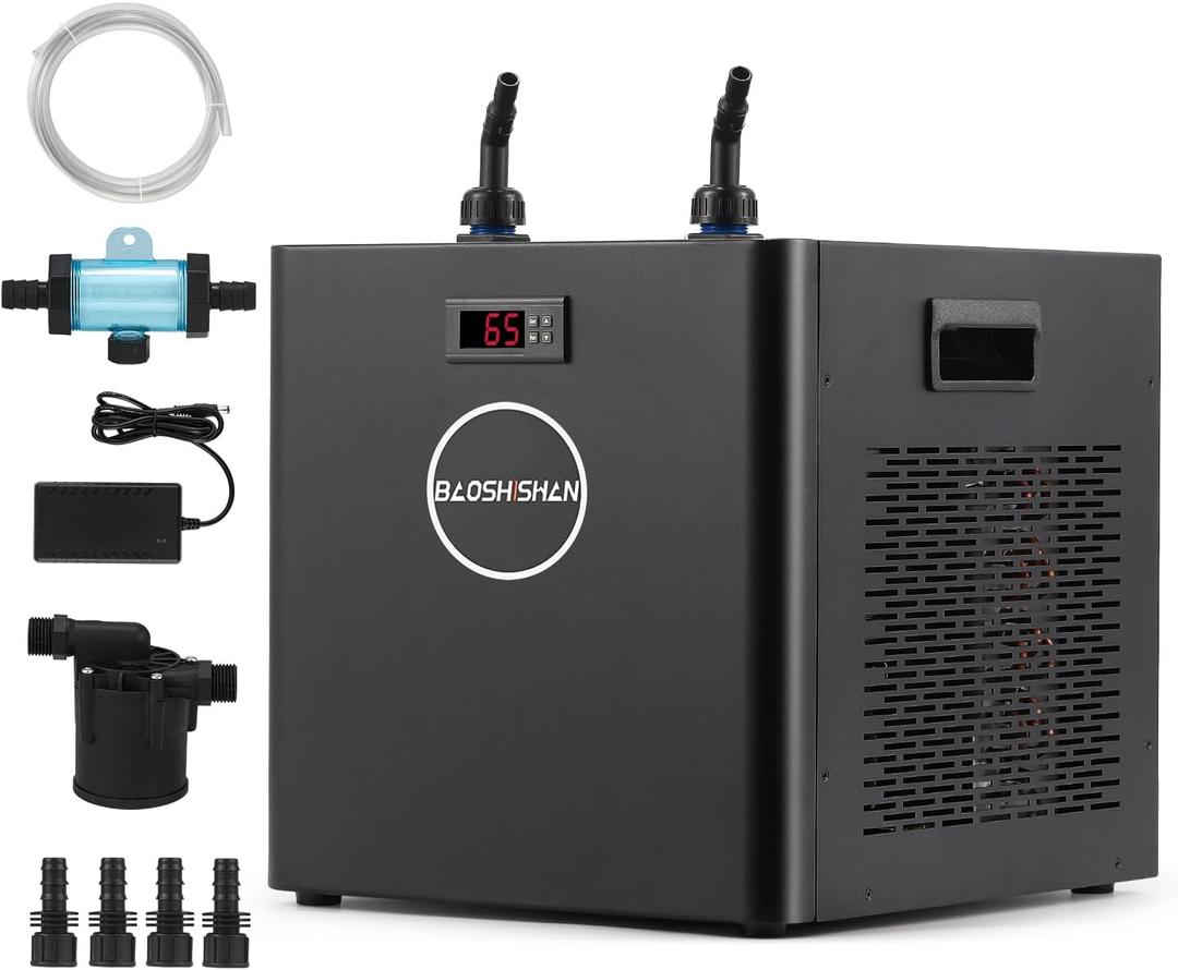 BAOSHISHAN 1/2hp Cold Plunge Chiller, 132gal Water Chiller for Ice Bath with Filter, Hose, Water Pump, Quiet Ice Bath Chiller for Athletes Recovery Cold Therapy Home Use