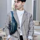 Genuine Leather Vintage Travel Fanny Pack Zipper Pockets with Key Ring Strap, Adjustable Strap Sling Bags Crossbody Daypack, Cowhide Leather Waist Backpack (Khaki)