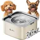 DownyPaws No Spill Water Bowl for Dogs,101oz/3L Slobber Stopper Stainless Steel, Slow Drinking Dog Water Bowl, No Mess Dog Water Dispenser Spill Proof, Dishwasher Safe, Beige