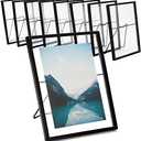 Juvale 8-Pack Black Floating Glass Picture Frames - Double-Sided Glass & Easel Back (6.9 x 8.9 in) - Photo Frames for Wedding Table Numbers and Pressed Flowers (5 x 7 In Photos)