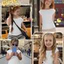 Oakgarden Girls Boat Neck Cap Sleeve Tops | Dressy Shirts, Short Sleeve Tees, Loose Fit Summer Casual T-shirts, Back to School Clothes 5-14 Years, Solid Color Outfits