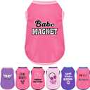 3 x Color-Blocked Dog Tank Top with Playful Heat Transfer Designs  Lightweight Polyester Shirt for Small,MediumDogs, Perfect for Casual Outings.Babe Magnet Pink, XS