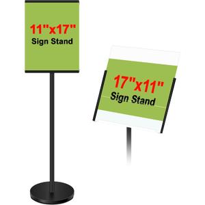 11 x 17 Heavy Duty Sign Stand for Display, Adjustable Pedestal Sign Holder Stand, Floor Standing Stand for Sign Poster, Horizontal Vertical View Signage Stand for Outdoor Indoor