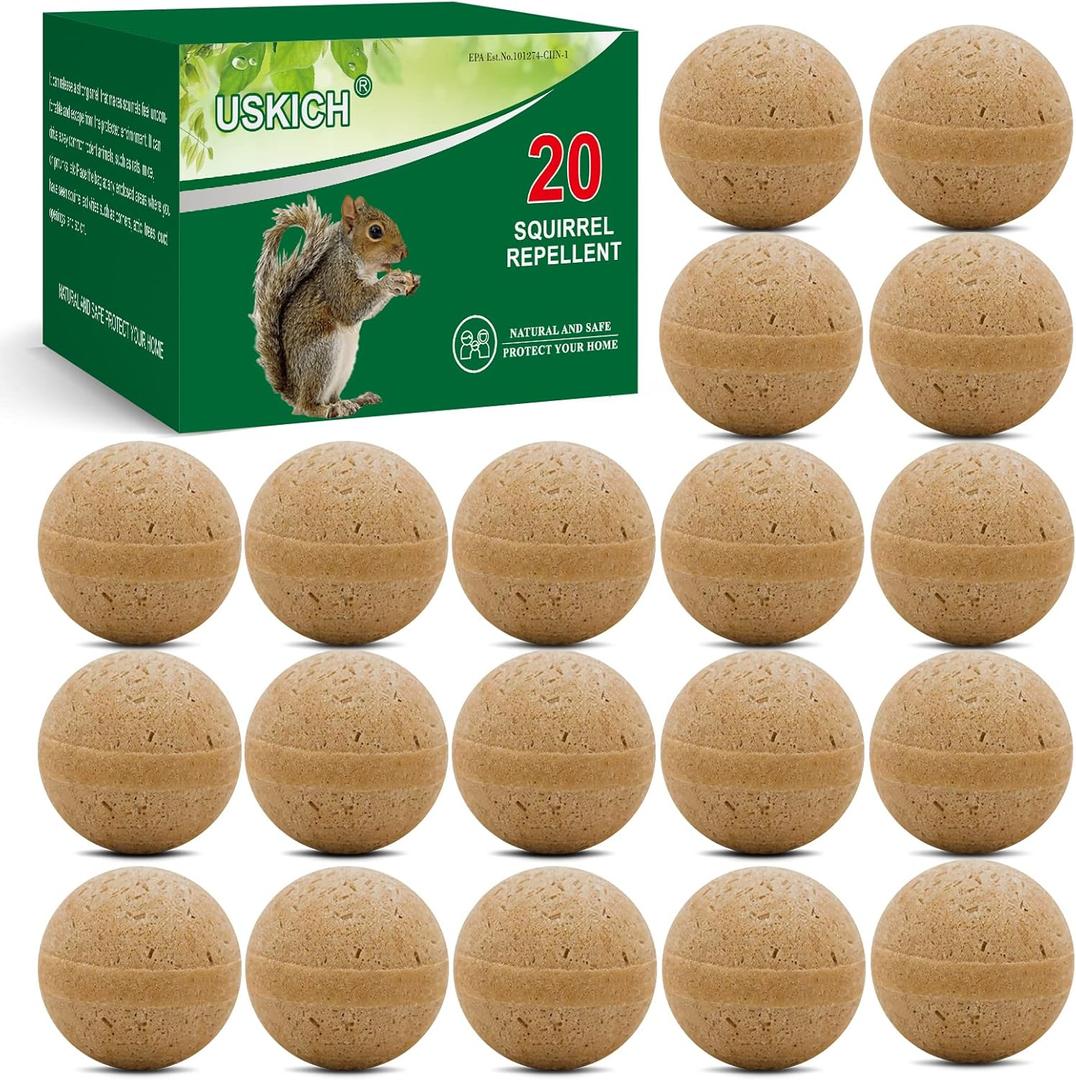 20Pack Squirrel Repellent Outdoor, Chipmunk Repellent Outdoor,Rodent Repellent,Squirrel Repellent for Attic and Cars Engines, Ultra Powerful Squirrel Deterrent Keep Squirrels Out of Garden (Dark Brown-squirrel)